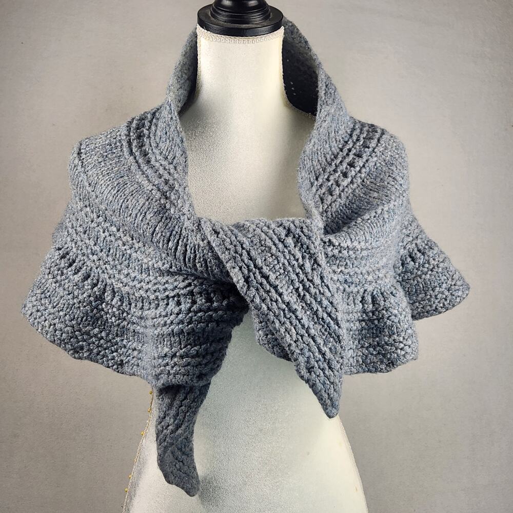 Gray Knit Textured Wrap Scarf - Brand